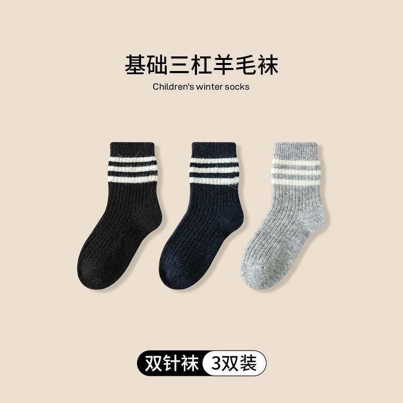秋冬新品儿童羊毛袜子女童日系卡通个性刺绣潮中筒袜冬季蓄热保暖