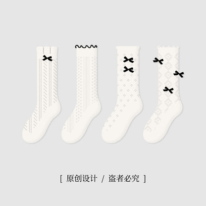 ZYZ女童袜子24春季无骨中筒棉袜双罗口花边条纹儿童袜子新款批发