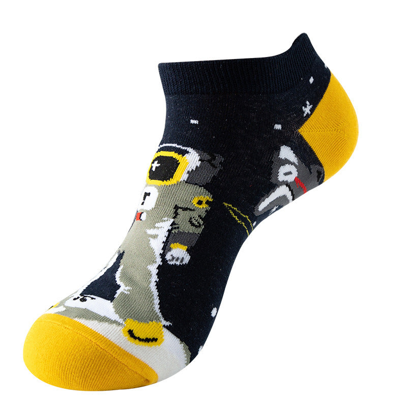 Boat sock man, summer and spring short socks for women, light-crowned short style stockings, oil painting avocado trend stockings, wholesale for sale