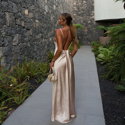 Sexy strapless backless dress for spring - new style, elegant and form-fitting long dress