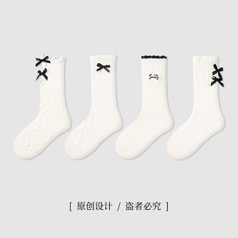 ZYZ儿童袜子春季新款烂漫星河精梳棉中筒棉袜可爱无骨花边女童袜