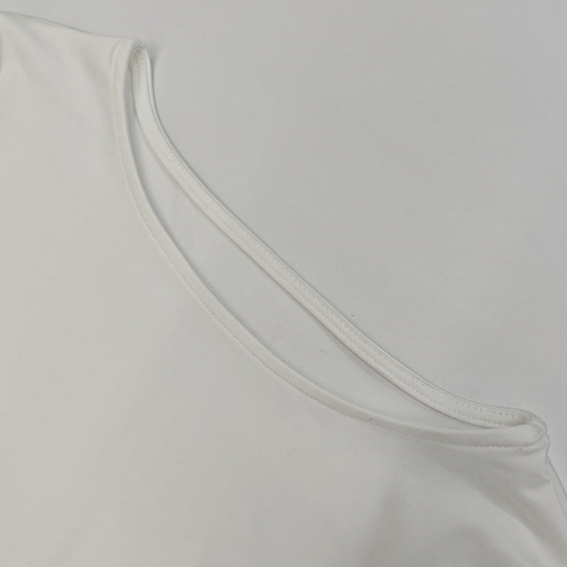 New autumn women's clothing - fashionable round-neck long-sleeved fitted pleated and knotted short-sleeved halter top dress