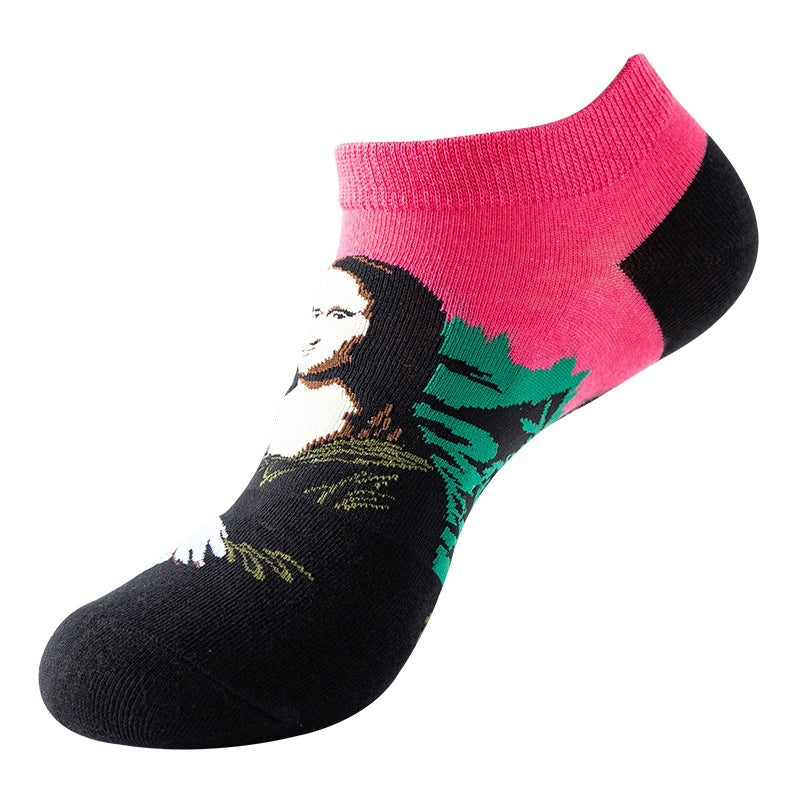 Boat sock man, summer and spring short socks for women, light-crowned short style stockings, oil painting avocado trend stockings, wholesale for sale