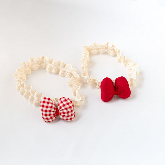 Baby bow hairband for children's girls, red checkered style, suitable for babies under one month old, as a hair accessory.
