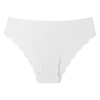 Plus-size panties, silk-like invisible women's seamless low-rise panties with wave edges and pure erotic nylon triangle bottoms