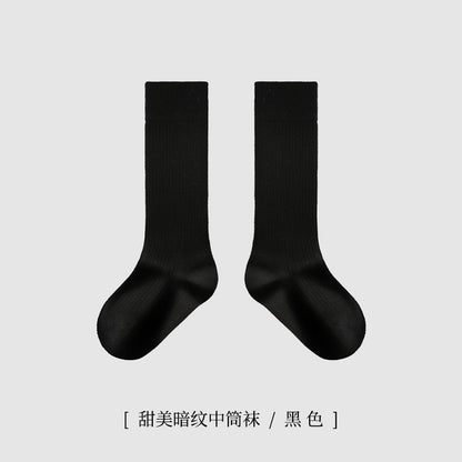 ZYZ儿童袜子批发春季薄款细纹网眼儿童中筒棉袜学院风纯色学生袜