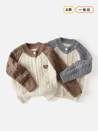Boy's sweater - Korean style - small bear sleeveless pullover for spring, autumn and winter - children's round-neck knitted coat - warm - category A sweater