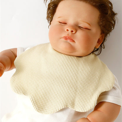 Pure cotton waffle-style water towel baby flower-shaped bib for summer 360-degree rotation newborn cover-up cute solid color