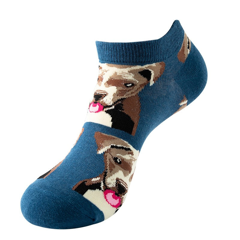Boat sock man, summer and spring short socks for women, light-crowned short style stockings, oil painting avocado trend stockings, wholesale for sale