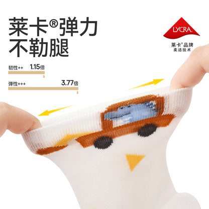 小龙人100%纯棉无骨儿童袜子春夏季薄款中筒学生中大童男童全棉袜