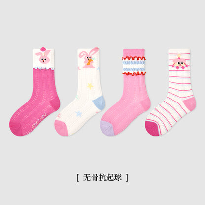儿童袜子批发25春夏网眼卡通小狗宝宝袜子棉无骨透气男女童中筒袜