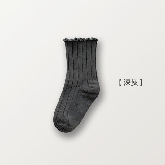 儿童袜子批发精梳棉中筒棉袜女童公主木耳花边双针潮袜A类宝
