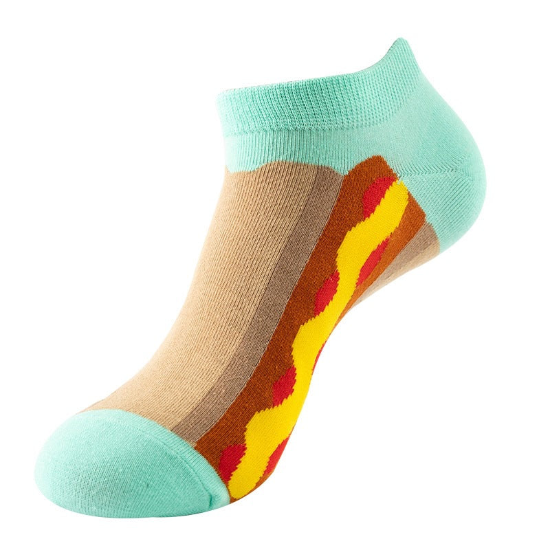 Boat sock man, summer and spring short socks for women, light-crowned short style stockings, oil painting avocado trend stockings, wholesale for sale
