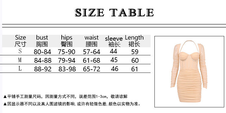 Women's sexy style net-sheer see-through fishbone pleated backless hot girl high-waisted short dress for summer