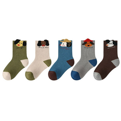 儿童袜子24秋冬批发可爱猫咪波点女童袜子保暖棉质儿童加厚毛圈袜