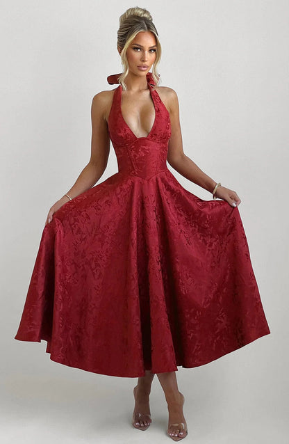 French-style vacation jacquard wrap-around vacation-style fashionable dress from Y2K era
