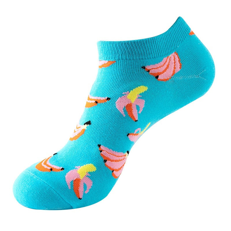 Boat sock man, summer and spring short socks for women, light-crowned short style stockings, oil painting avocado trend stockings, wholesale for sale