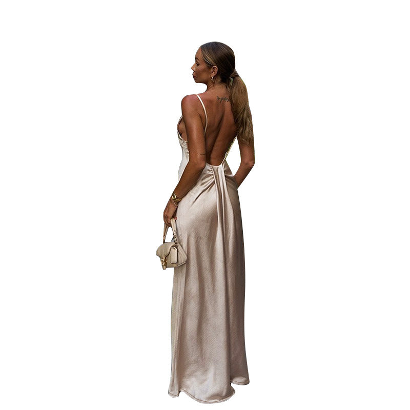 Sexy strapless backless dress for spring - new style, elegant and form-fitting long dress