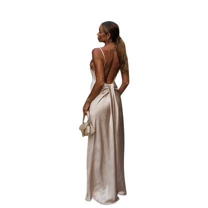 Sexy strapless backless dress for spring - new style, elegant and form-fitting long dress
