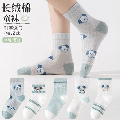春夏季儿童袜子网眼薄款卡通恐龙短袜透气棉袜中大童男童袜子批发