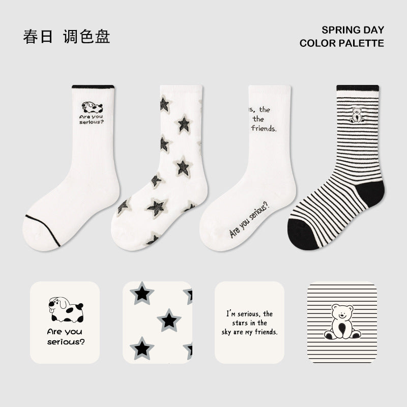 ZYZ潮款男童袜子扎染字母无骨儿童中筒袜运动高橡筋儿童袜子批发