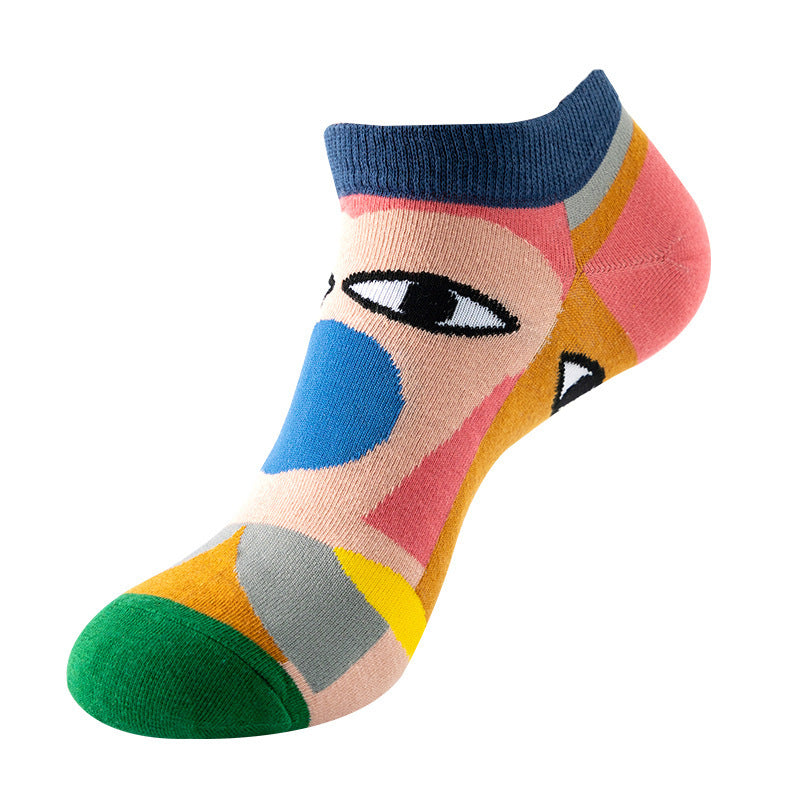 Boat sock man, summer and spring short socks for women, light-crowned short style stockings, oil painting avocado trend stockings, wholesale for sale
