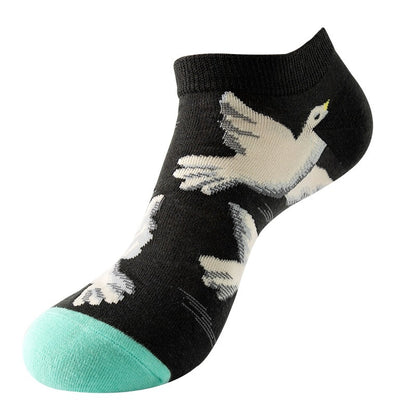 Boat sock man, summer and spring short socks for women, light-crowned short style stockings, oil painting avocado trend stockings, wholesale for sale