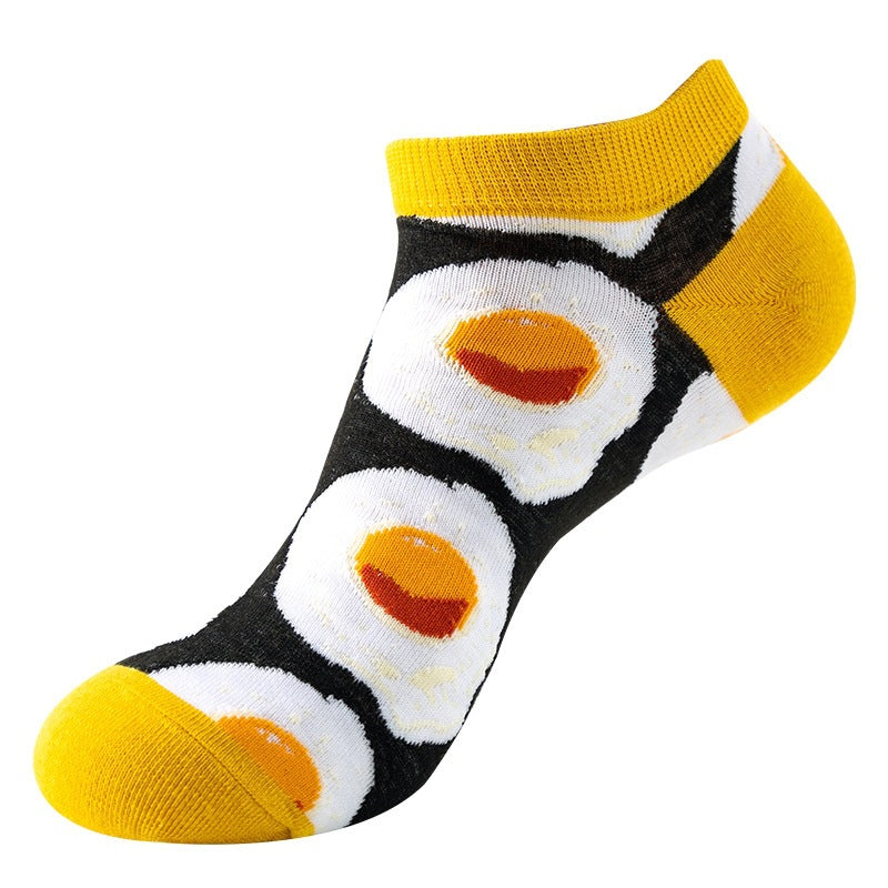 Boat sock man, summer and spring short socks for women, light-crowned short style stockings, oil painting avocado trend stockings, wholesale for sale