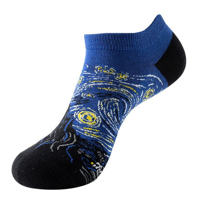 Boat sock man, summer and spring short socks for women, light-crowned short style stockings, oil painting avocado trend stockings, wholesale for sale