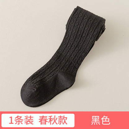 2026春夏新款 女童打底裤袜 韩版纯色麻花纹儿童袜子婴幼儿连裤袜