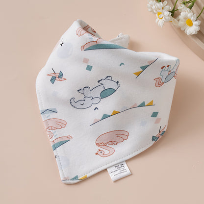 Baby Cotton Napkin, Baby Triangle Towel, Newborn Child Anti-Vomiting Milk Cover, Ultra-Soft Apron, Headband, Autumn-Winter