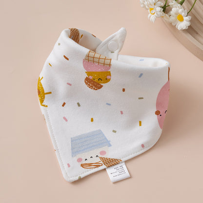 Baby Cotton Napkin, Baby Triangle Towel, Newborn Child Anti-Vomiting Milk Cover, Ultra-Soft Apron, Headband, Autumn-Winter