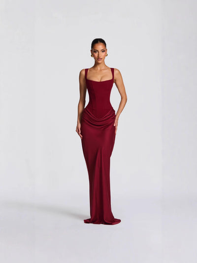 New women's clothing for spring 2026 - fitted fishbone braided halter dress with solid color and cinched waist design