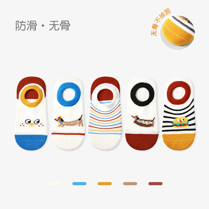 1920儿童袜子批发2025春夏汉堡腊肠隐形袜浅口船袜棉卡通男童袜子