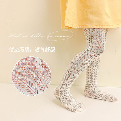 儿童打底裤批发夏季薄款女童蕾丝连裤袜宝宝网眼打底裤女童打底裤