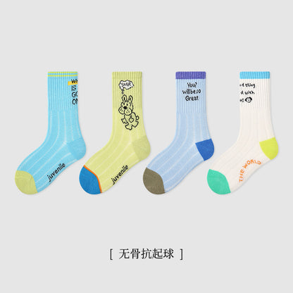 儿童袜子批发2025夏季薄款波点小狗宝宝短袜棉男童条纹网眼中筒袜