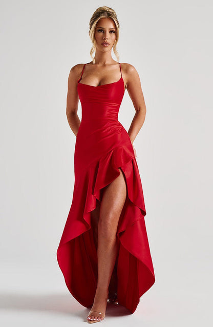 High-quality satin strapless women's formal dress long skirt, European-style sexy hot girl backless strappy dress