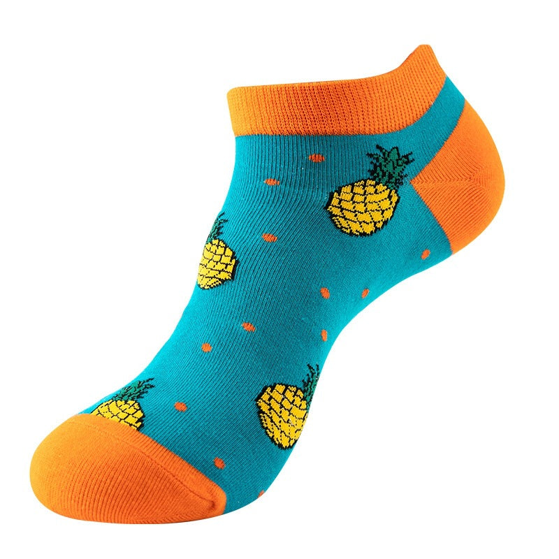 Boat sock man, summer and spring short socks for women, light-crowned short style stockings, oil painting avocado trend stockings, wholesale for sale