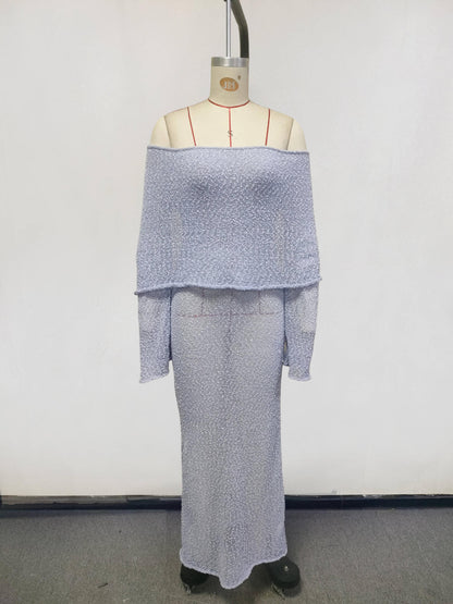 Long dress feminine backless V-neck knitted beach skirt for seaside vacation turtleneck dress