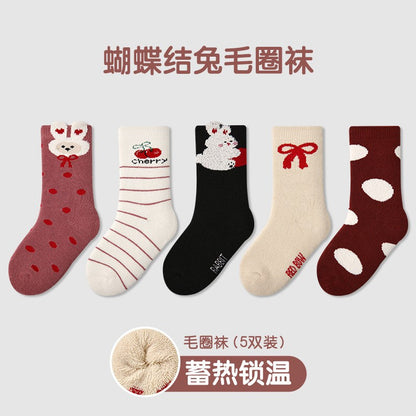 1949加厚儿童袜子25秋冬季新款卡通小熊果园毛圈袜棉袜保暖男童袜