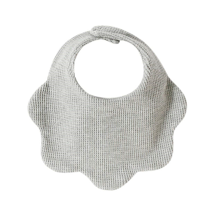 Pure cotton waffle-style water towel baby flower-shaped bib for summer 360-degree rotation newborn cover-up cute solid color