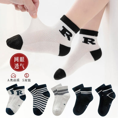 儿童袜子批发2024春夏薄款拼色镂空女童中筒薄网眼袜无骨可爱女孩