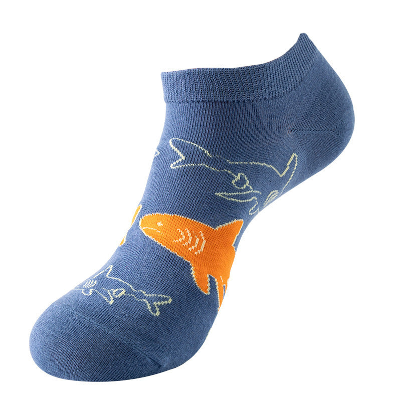 Boat sock man, summer and spring short socks for women, light-crowned short style stockings, oil painting avocado trend stockings, wholesale for sale