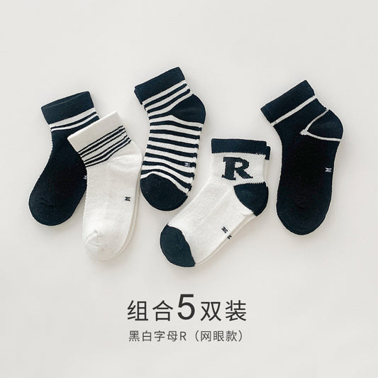 2024儿童袜子春夏薄款透气棉袜夏季简约糖果色网眼袜男女童宝宝袜