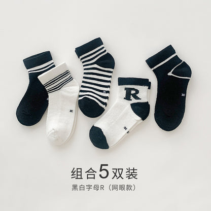 2024儿童袜子春夏薄款透气棉袜夏季简约糖果色网眼袜男女童宝宝袜