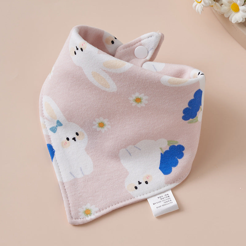 Baby Cotton Napkin, Baby Triangle Towel, Newborn Child Anti-Vomiting Milk Cover, Ultra-Soft Apron, Headband, Autumn-Winter