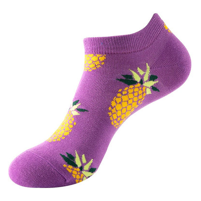 Boat sock man, summer and spring short socks for women, light-crowned short style stockings, oil painting avocado trend stockings, wholesale for sale