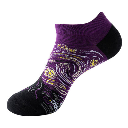 Boat sock man, summer and spring short socks for women, light-crowned short style stockings, oil painting avocado trend stockings, wholesale for sale