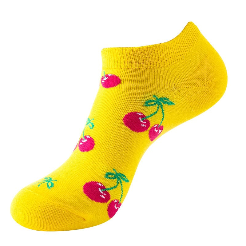 Boat sock man, summer and spring short socks for women, light-crowned short style stockings, oil painting avocado trend stockings, wholesale for sale