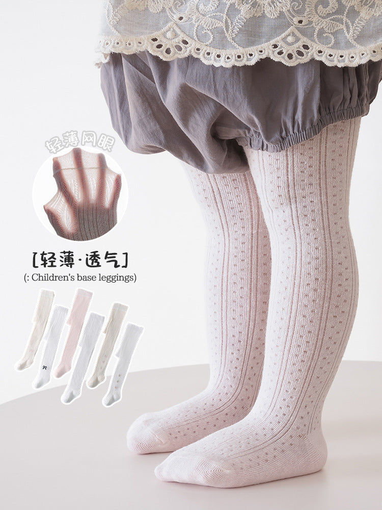 春夏季新品女童打底裤宝宝网眼超薄连裤袜婴儿蝴蝶结公主裤袜防蚊